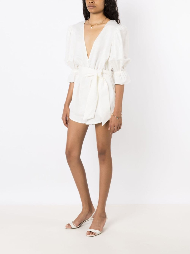 Orquidea Vintage linen-blend playsuit 3