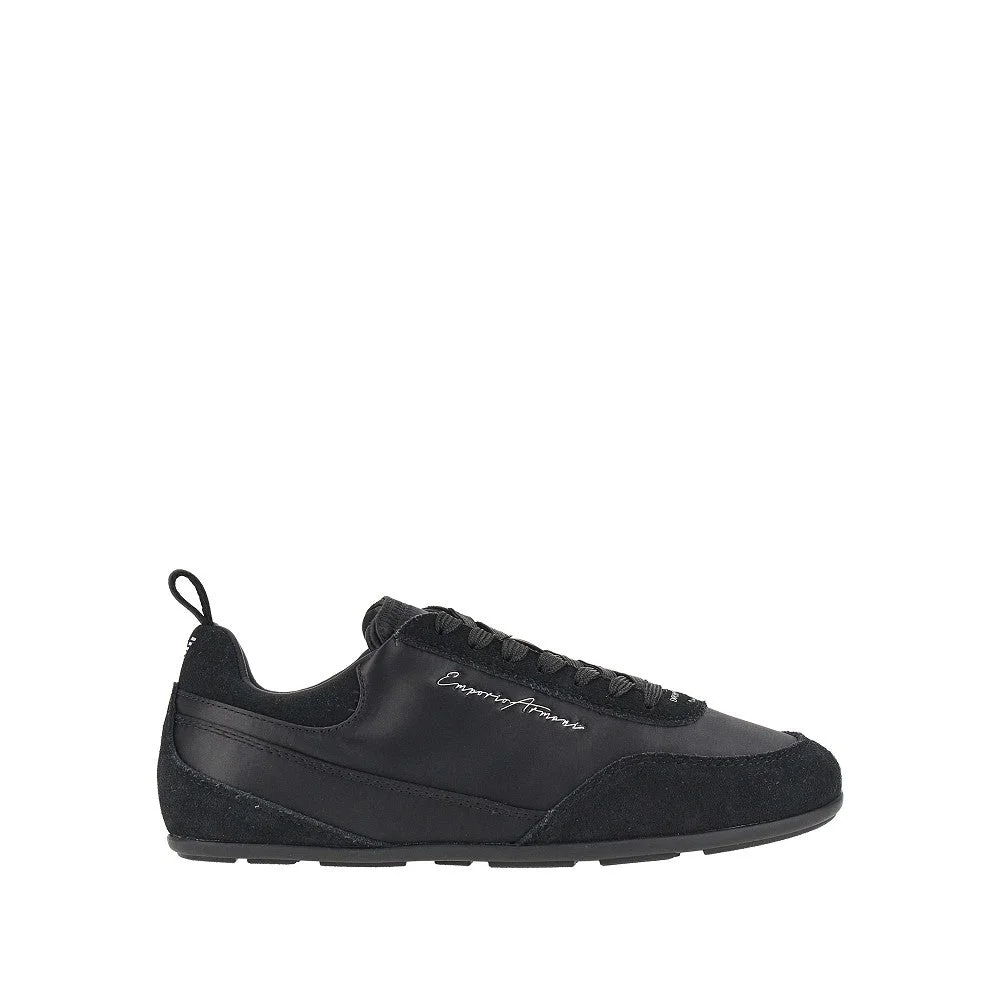 Emporio Armani Satin Suede Leather Sneakers Black Women - 1