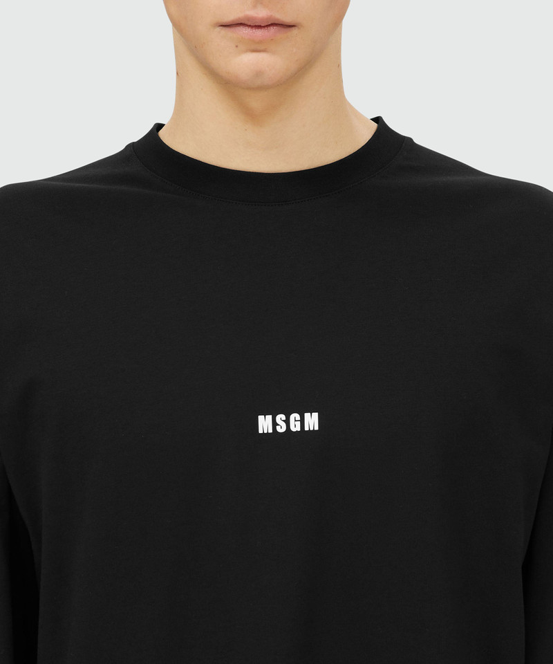 Black jersey T-shirt with micro logo print 5