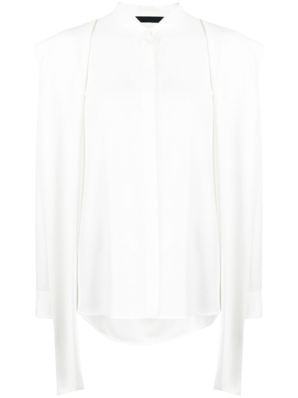 drape-detail long-sleeve shirt - 1
