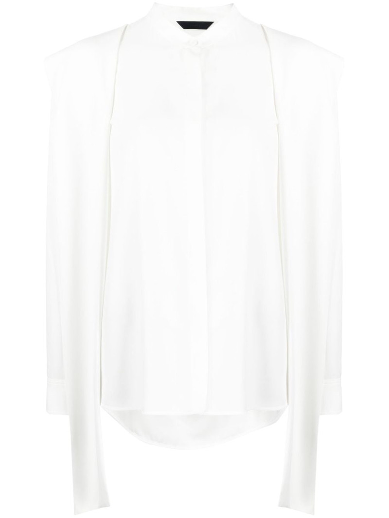 drape-detail long-sleeve shirt 1