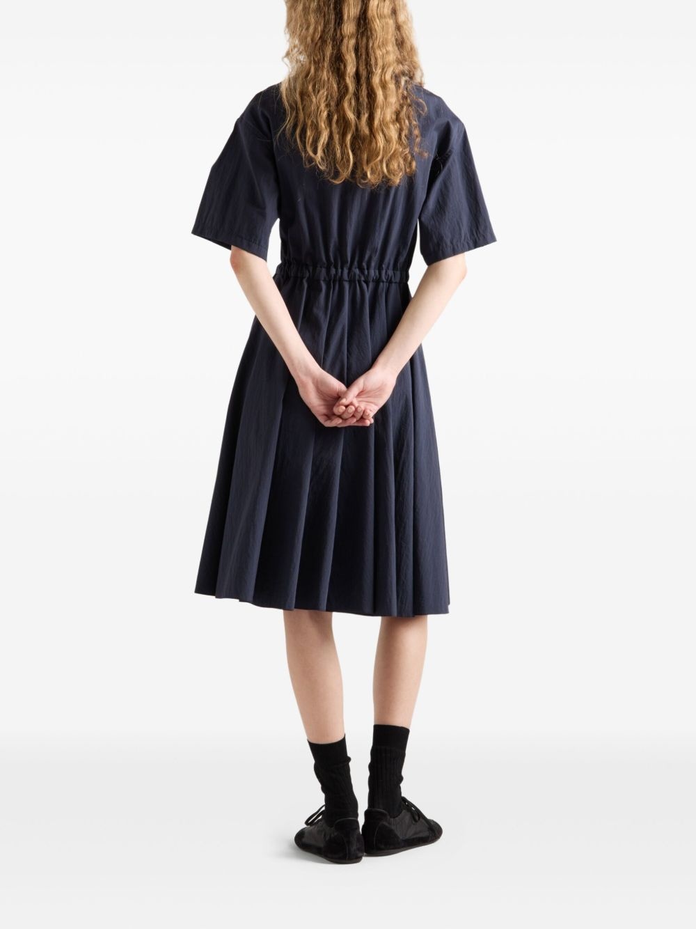 pongé short-sleeve midi dress - 3