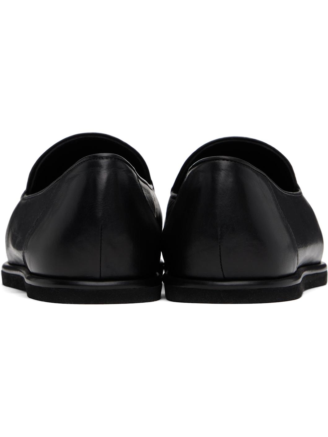 Black Soft Leather Slip-on Loafers - 2