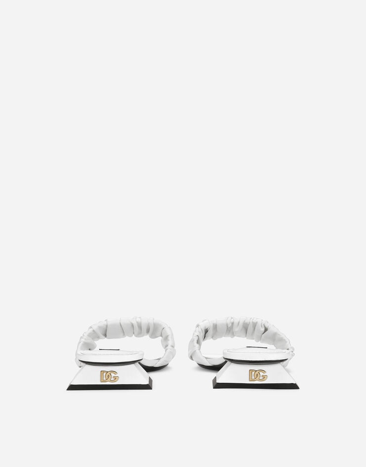 Gathered nappa leather slides - 3