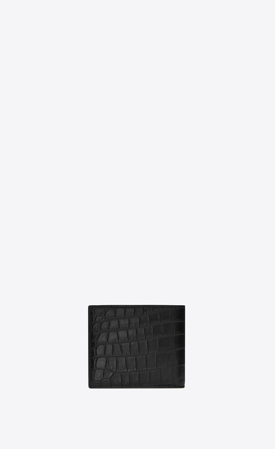 SAINT LAURENT tiny monogram east/west wallet in crocodile embossed matte leather outlook