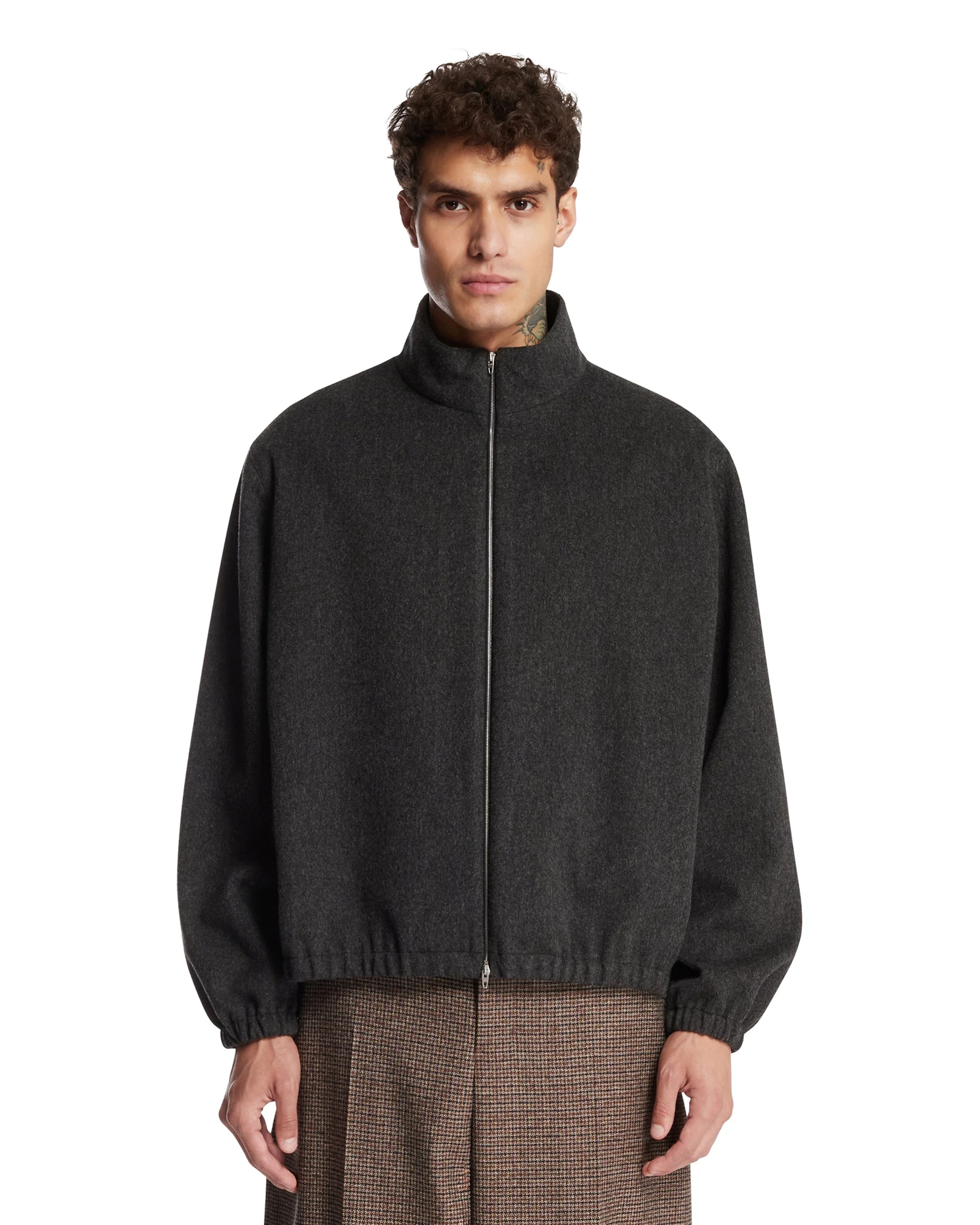 Gray Cashmere Zip-Up Jacket - 1