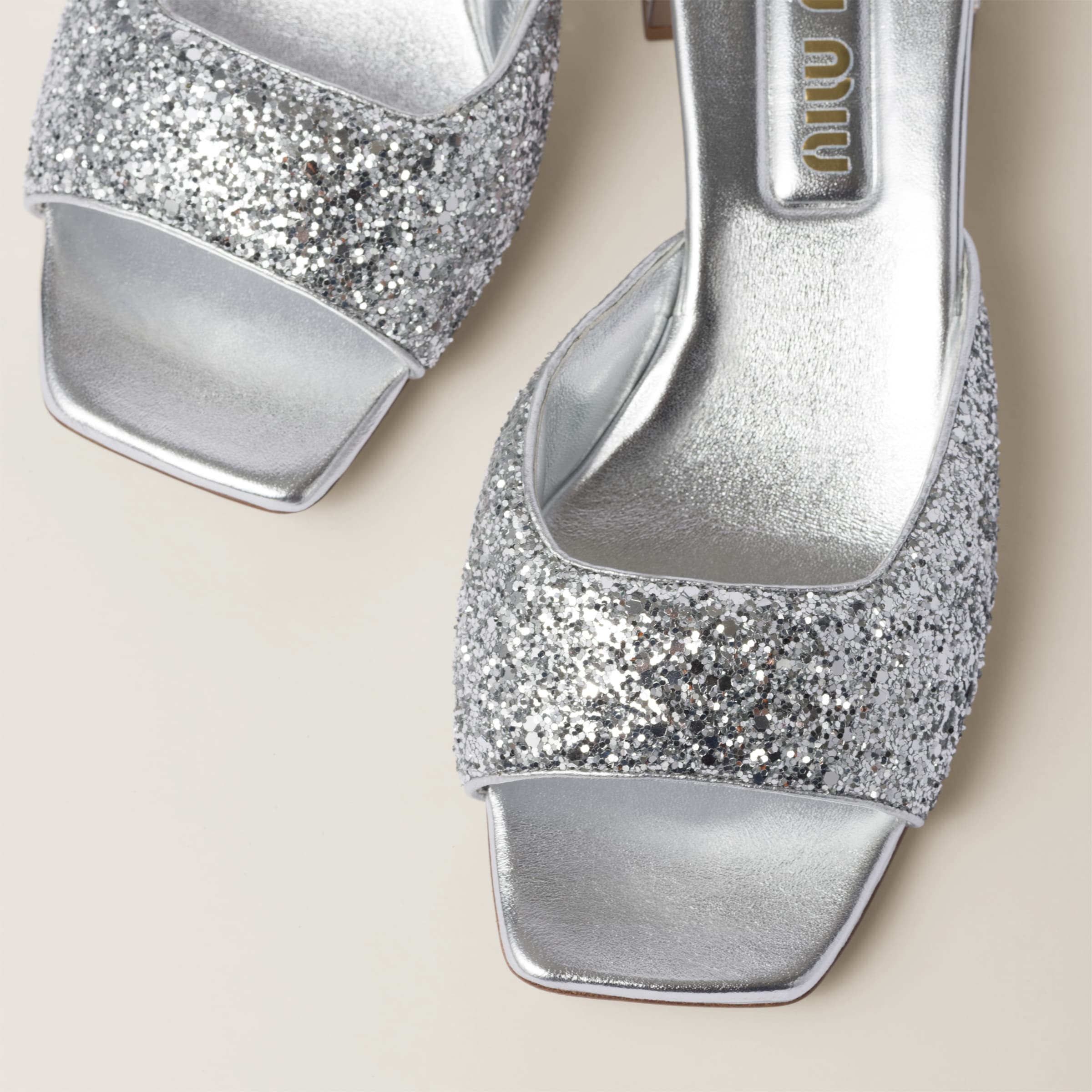 サンダル・ミュール MiuMiu | Glitter sandals 5XP902_36B_F0118_F_D095 Miu Miu Glitter sandals | REVERSIBLE