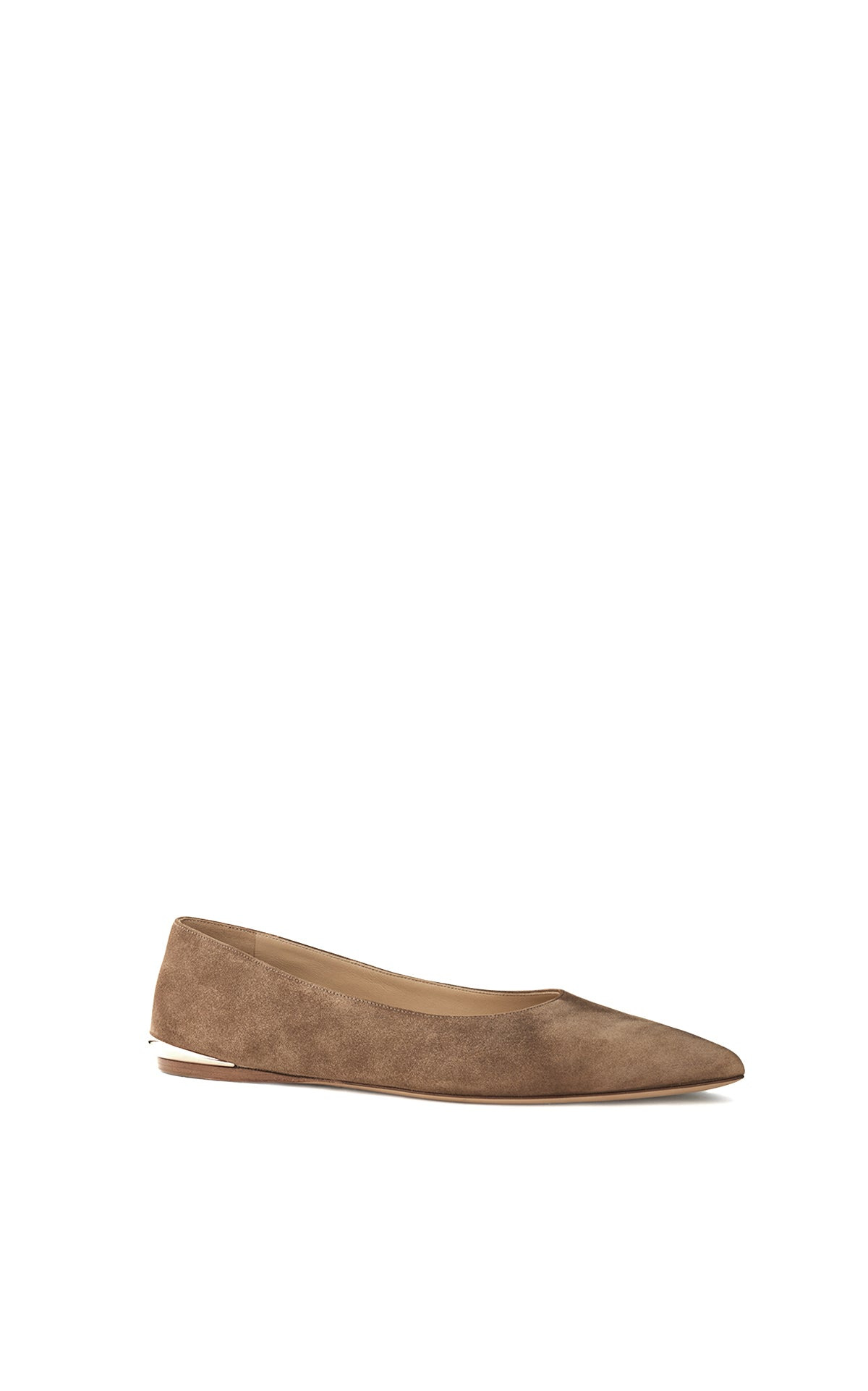 Fleur Ballerina Flat Shoe in Dark Sand Suede - 2