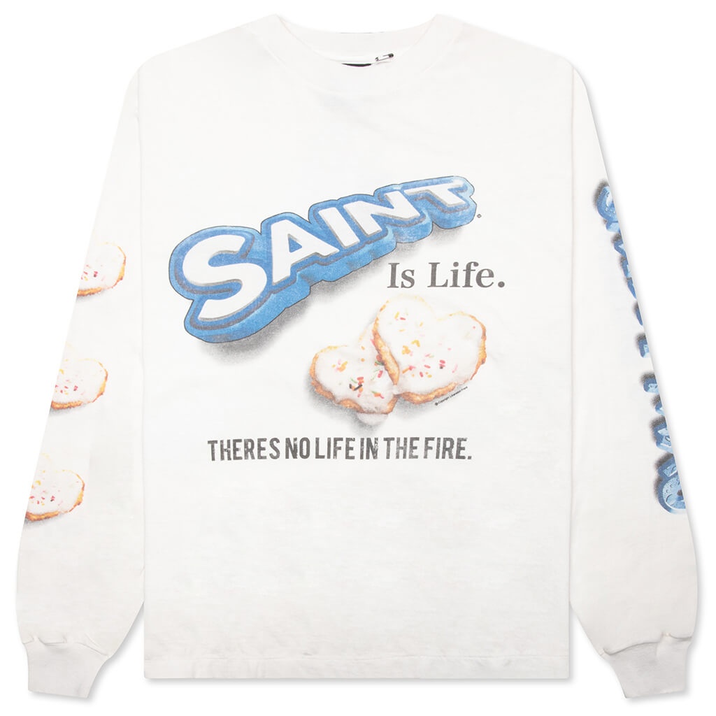 SAINT MICHAEL X SHERMER ACADEMY HEART COOKIE L/S TEE - WHITE - 1