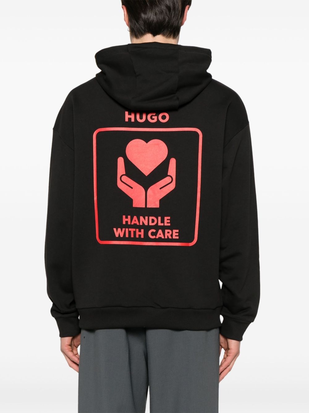 heart-print cotton hoodie - 4