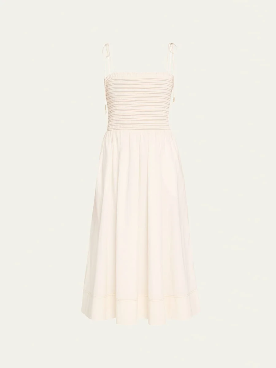Kaela Smocked A-Line Midi Dress - 1