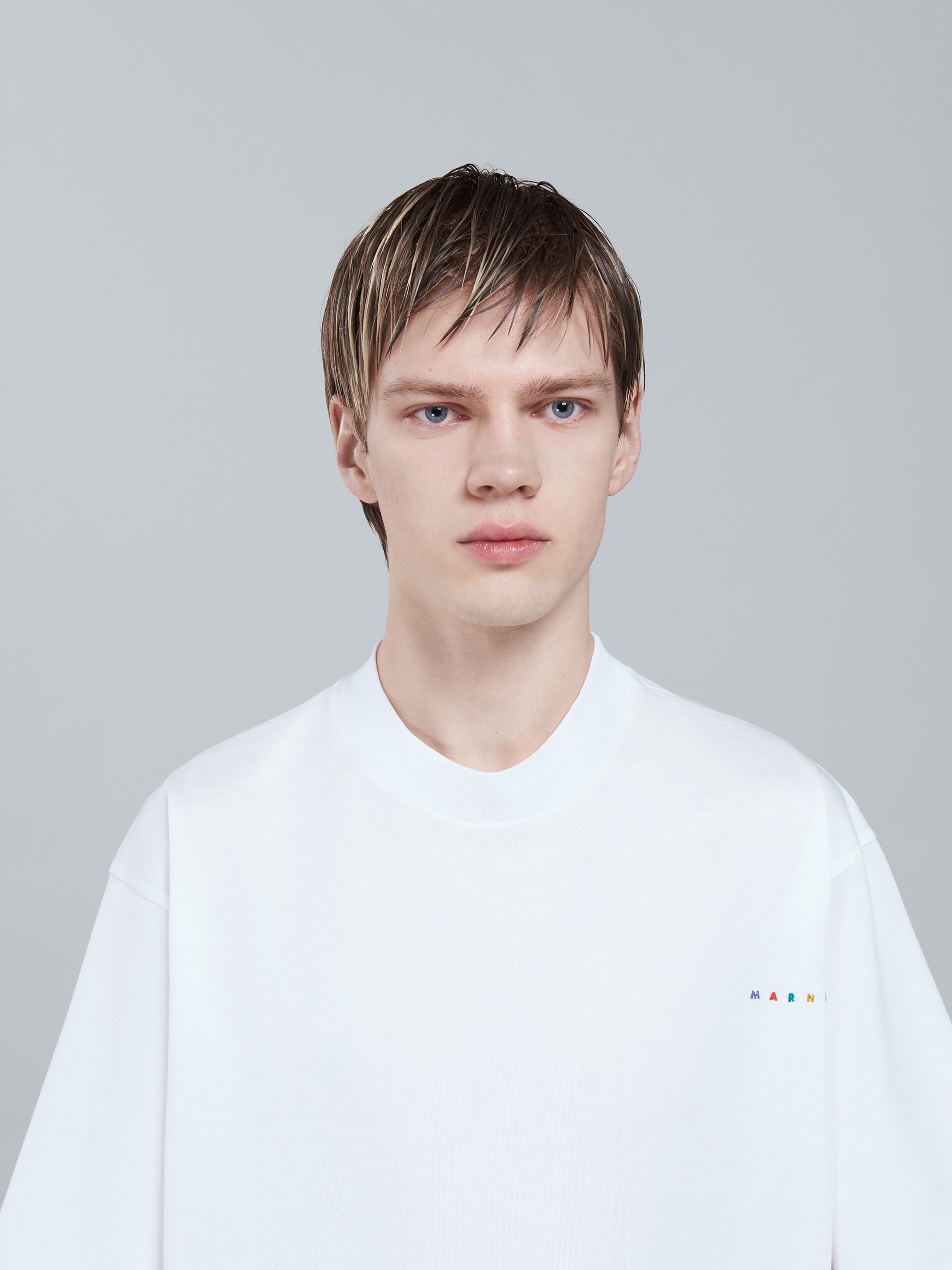 STILL NATURE WHITE PRINT JERSEY T-SHIRT - 4
