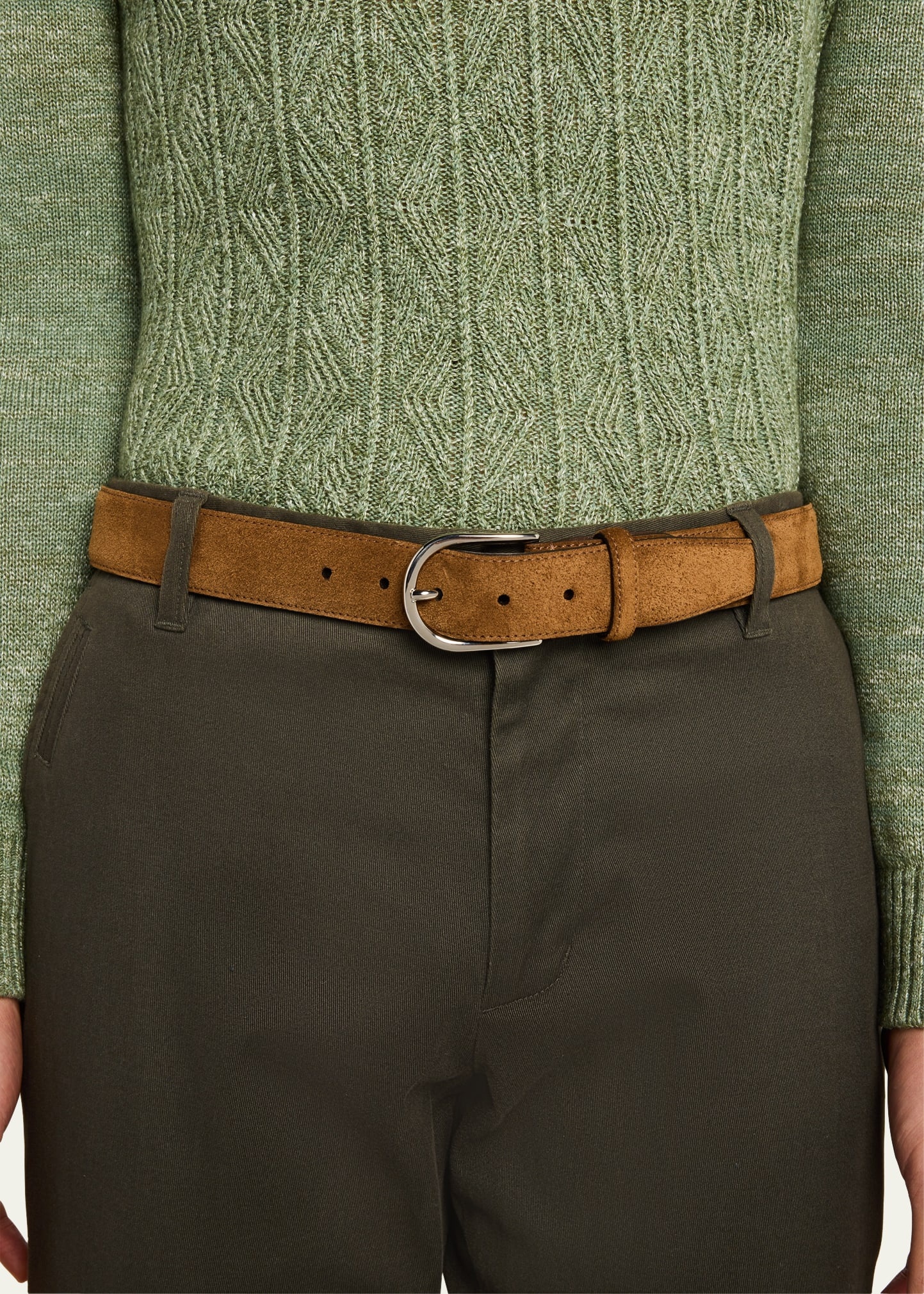 Men's Suede Round-Buckle Belt - 2