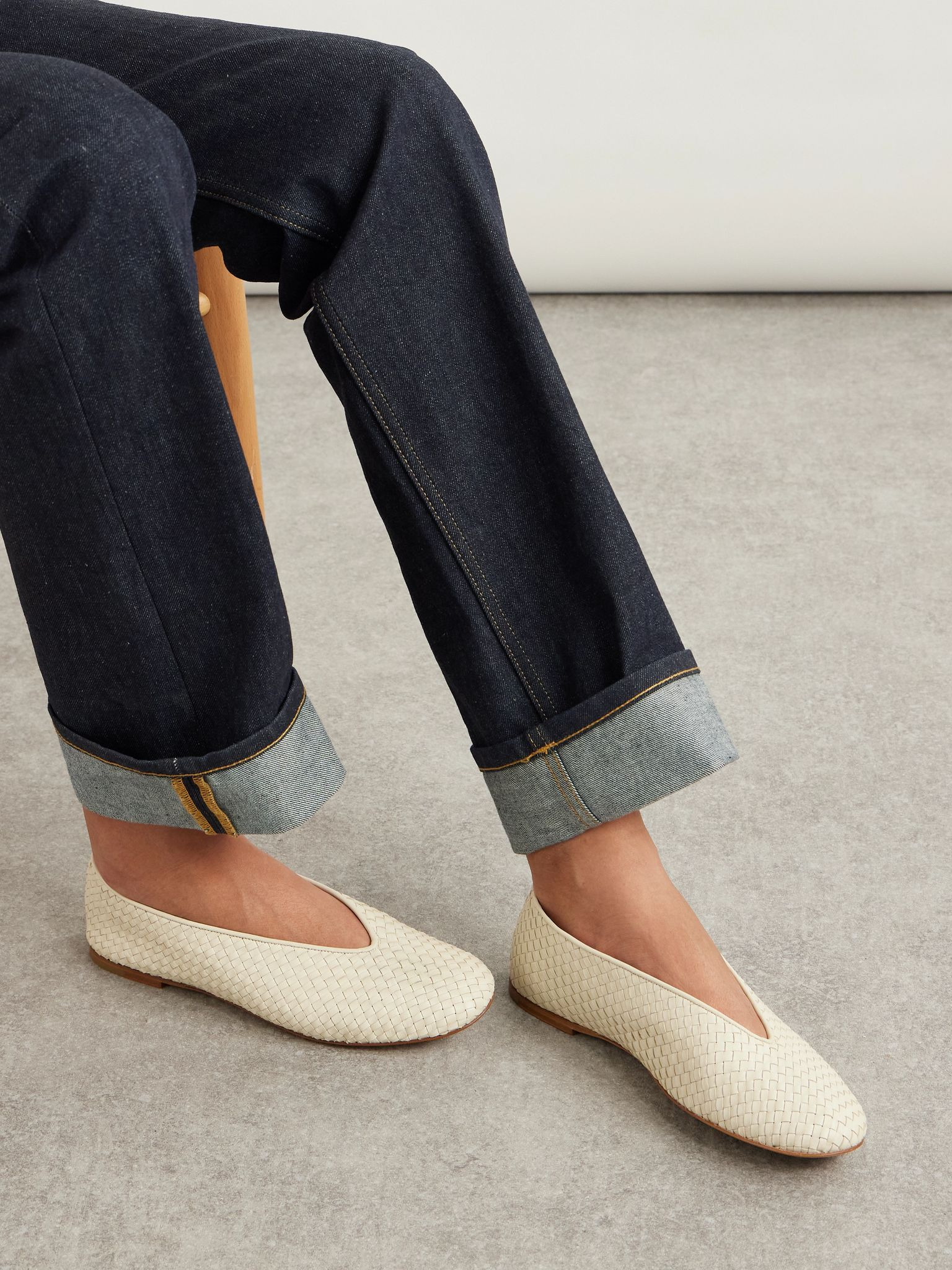 Intrecciato leather ballet flats White - 3