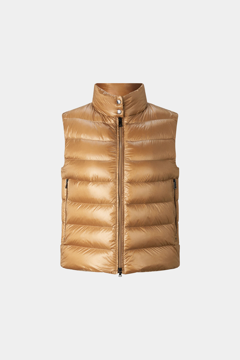 Milly Lightweight Down Vest in Camel 1