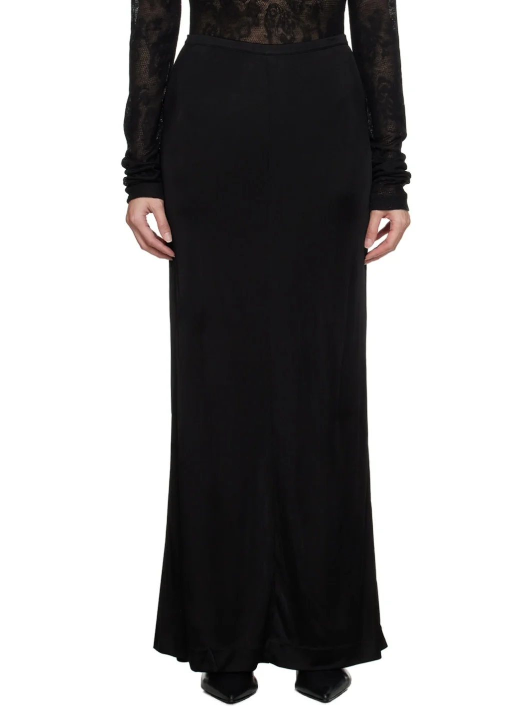 Black Zip Midi Skirt - 1