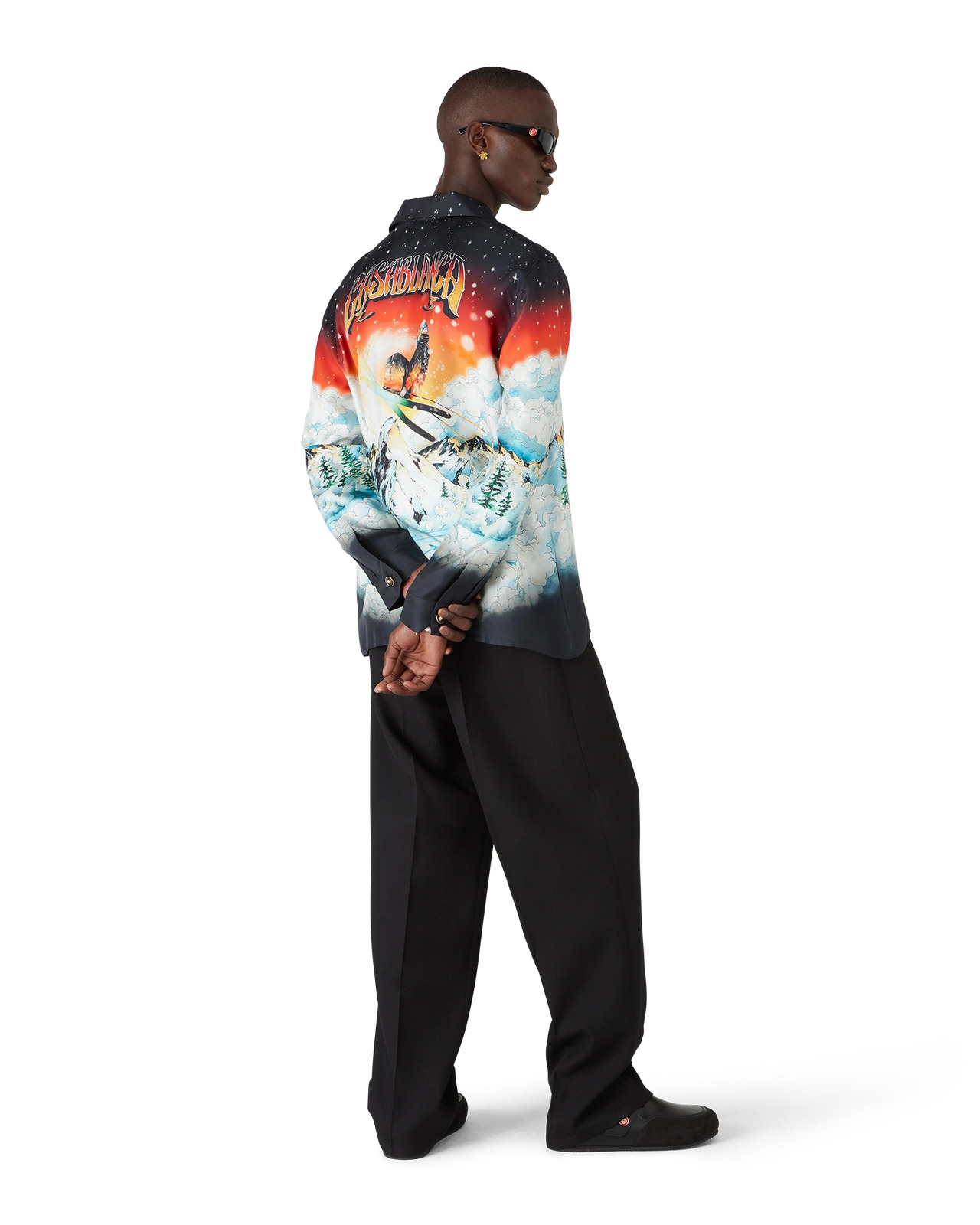 Ski Lake Long Sleeve Silk Twill Shirt | Casablanca Paris - 3