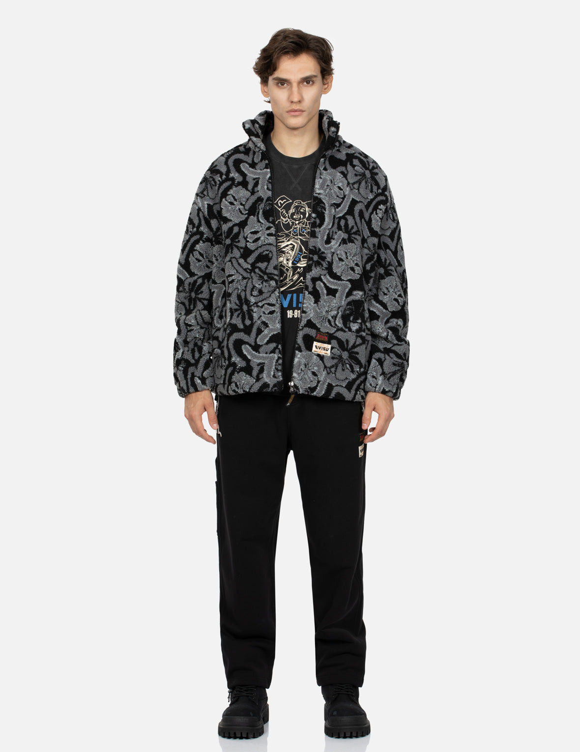 ALLOVER SEAGULL AND KAMON JACQUARD LOOSE FIT SHERPA JACKET - 5