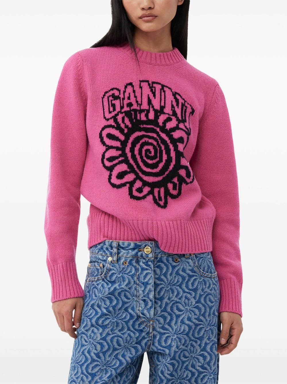 floral-motif crew-neck jumper - 5