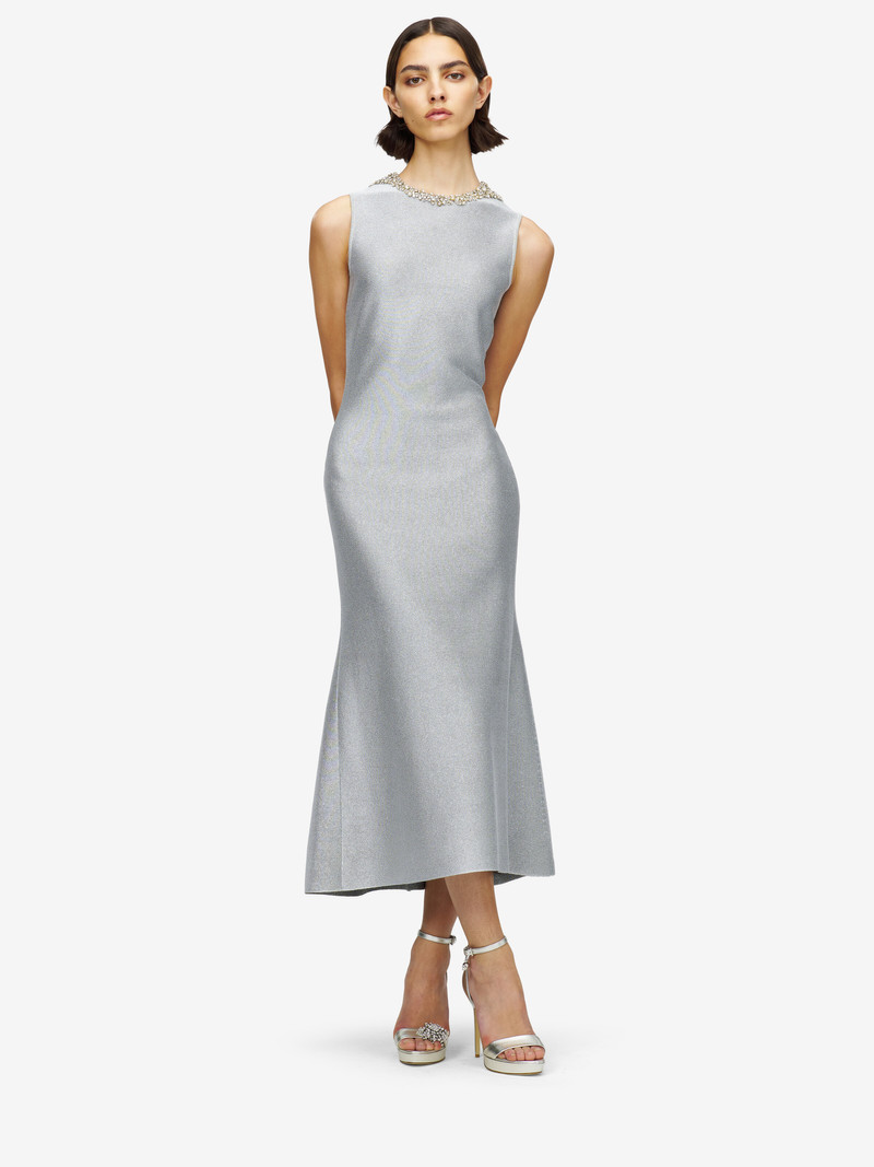 Alexander McQueen Chain Mail Embroidery Midi Dress outlook