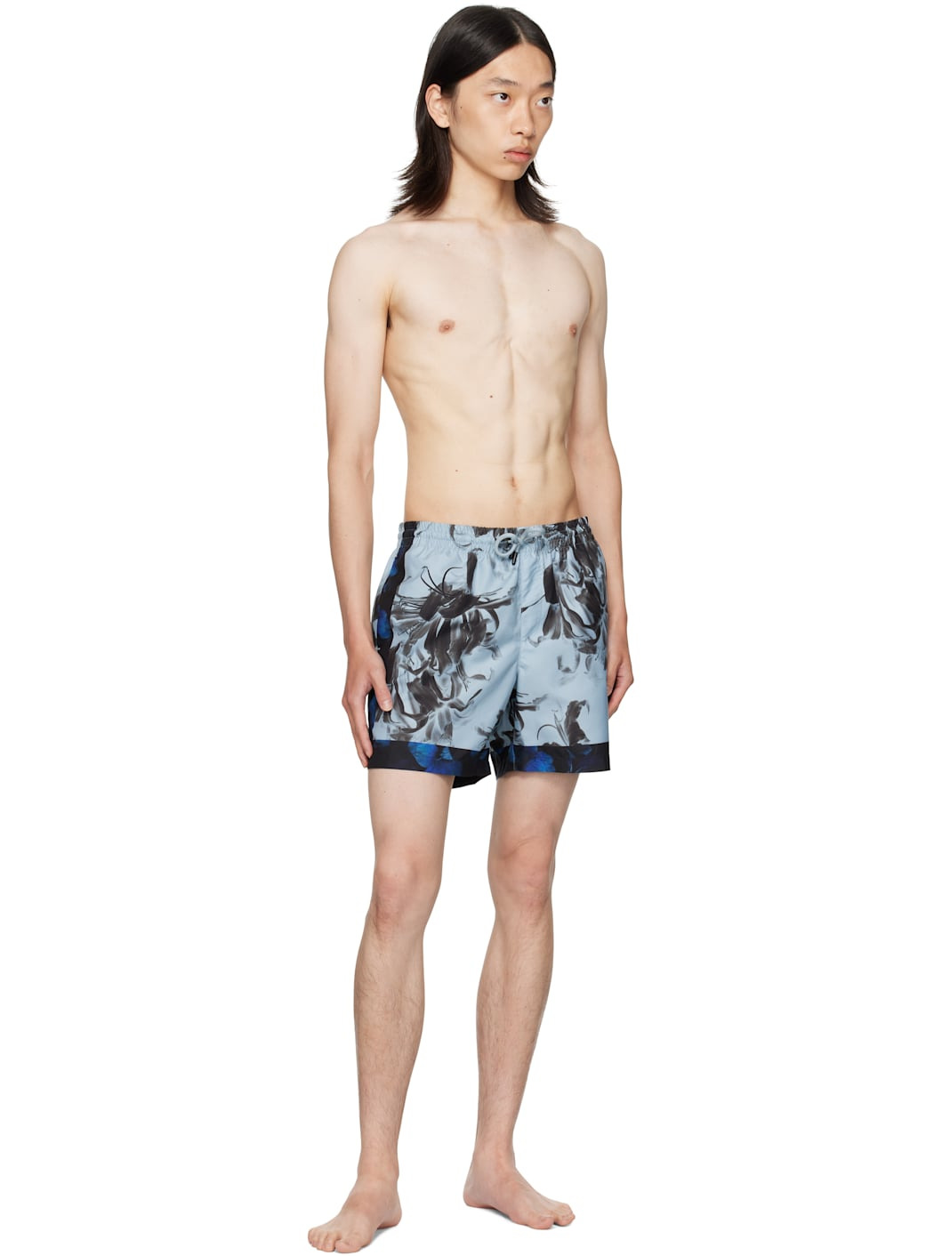 Blue Patterned Swim Shorts - 4