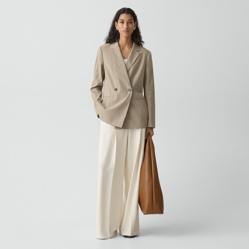 Theory Vented Double-Breasted Blazer in Good Linen outlook