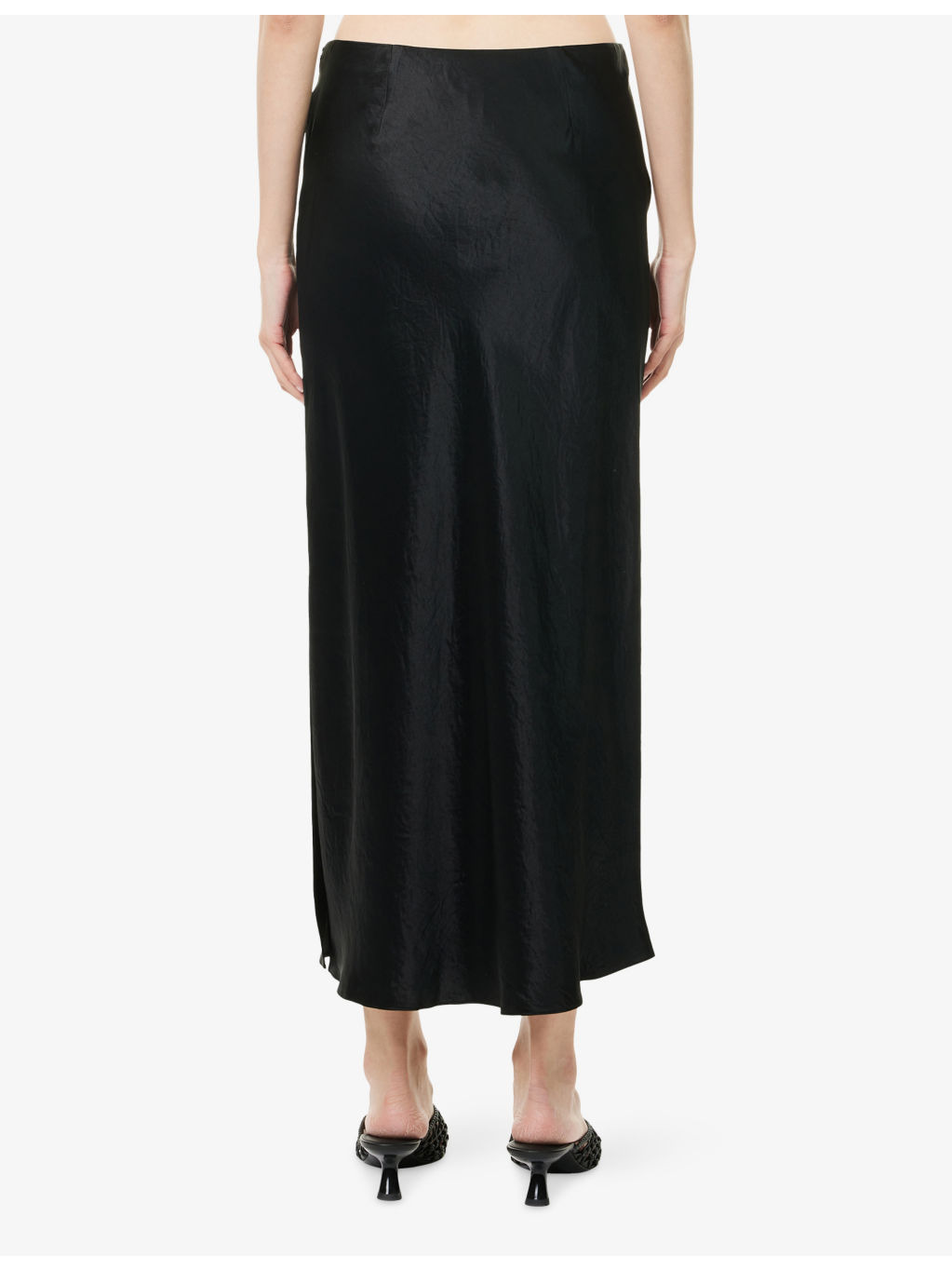 Side Slit High-Waist Woven Midi Skirt - 4