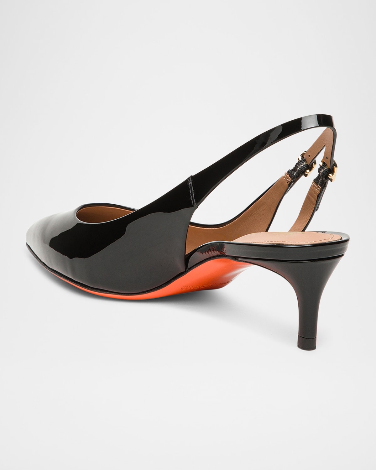Audrey Patent Kitten Slingback Pumps - 3