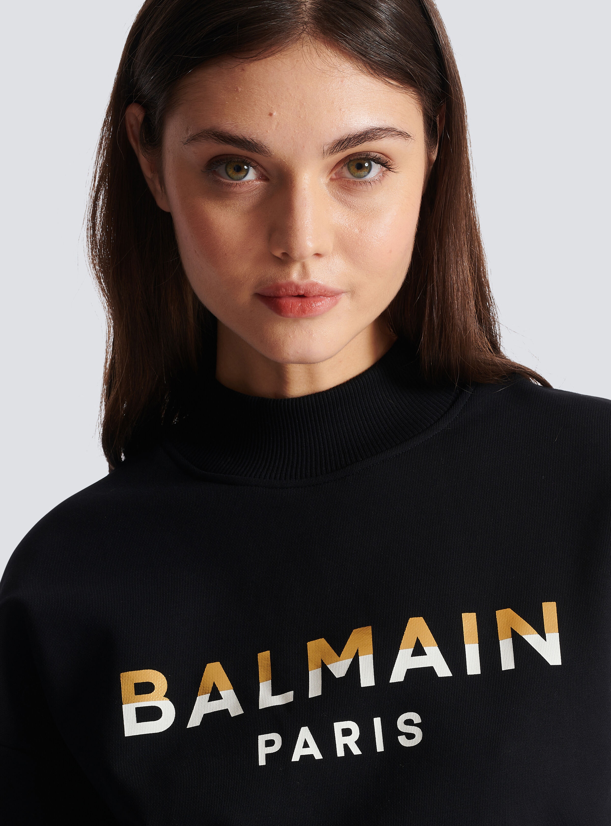 Cropped sweatshirt with Balmain Paris print - 7