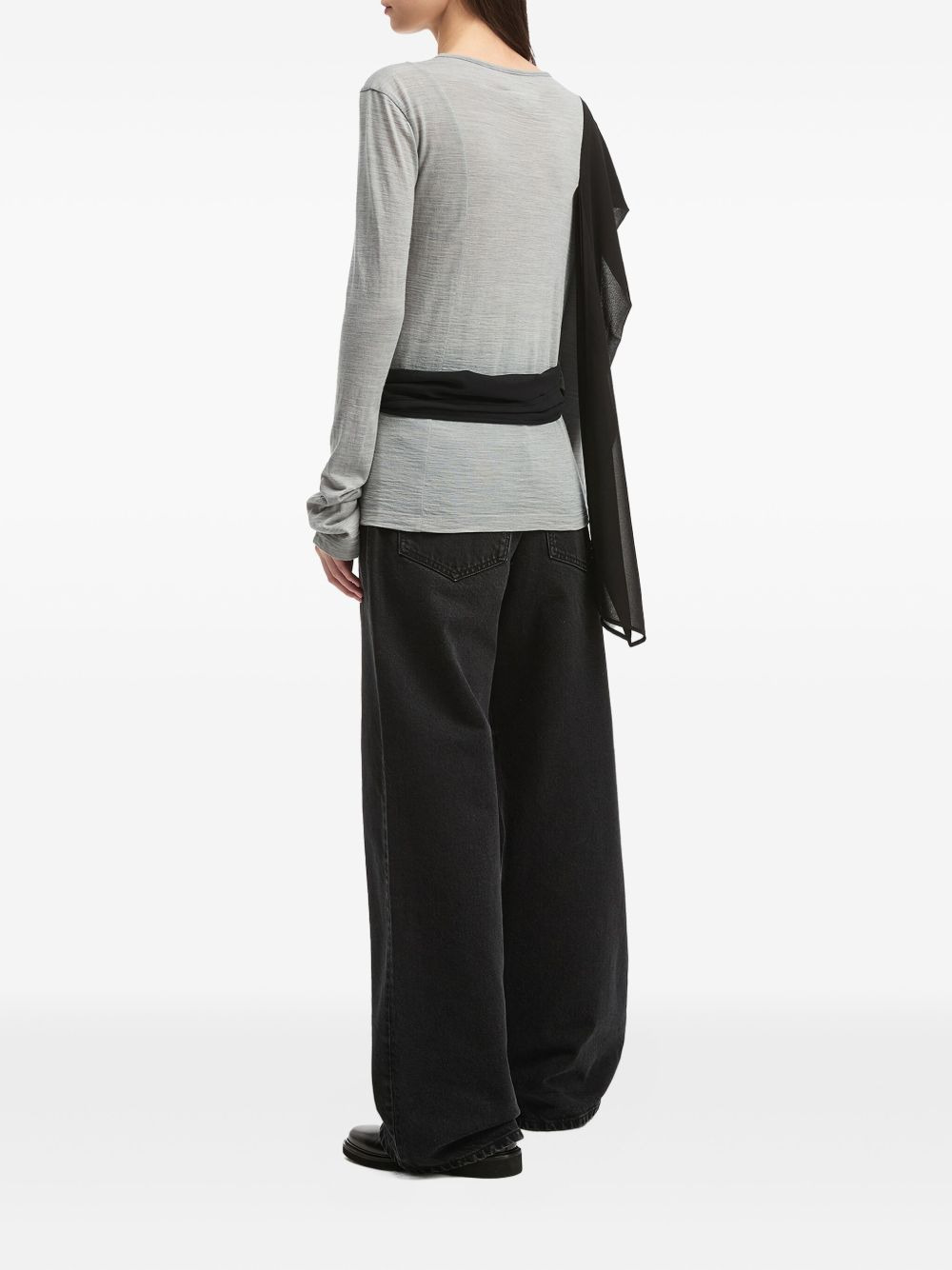 draped-panel long-sleeved top - 4