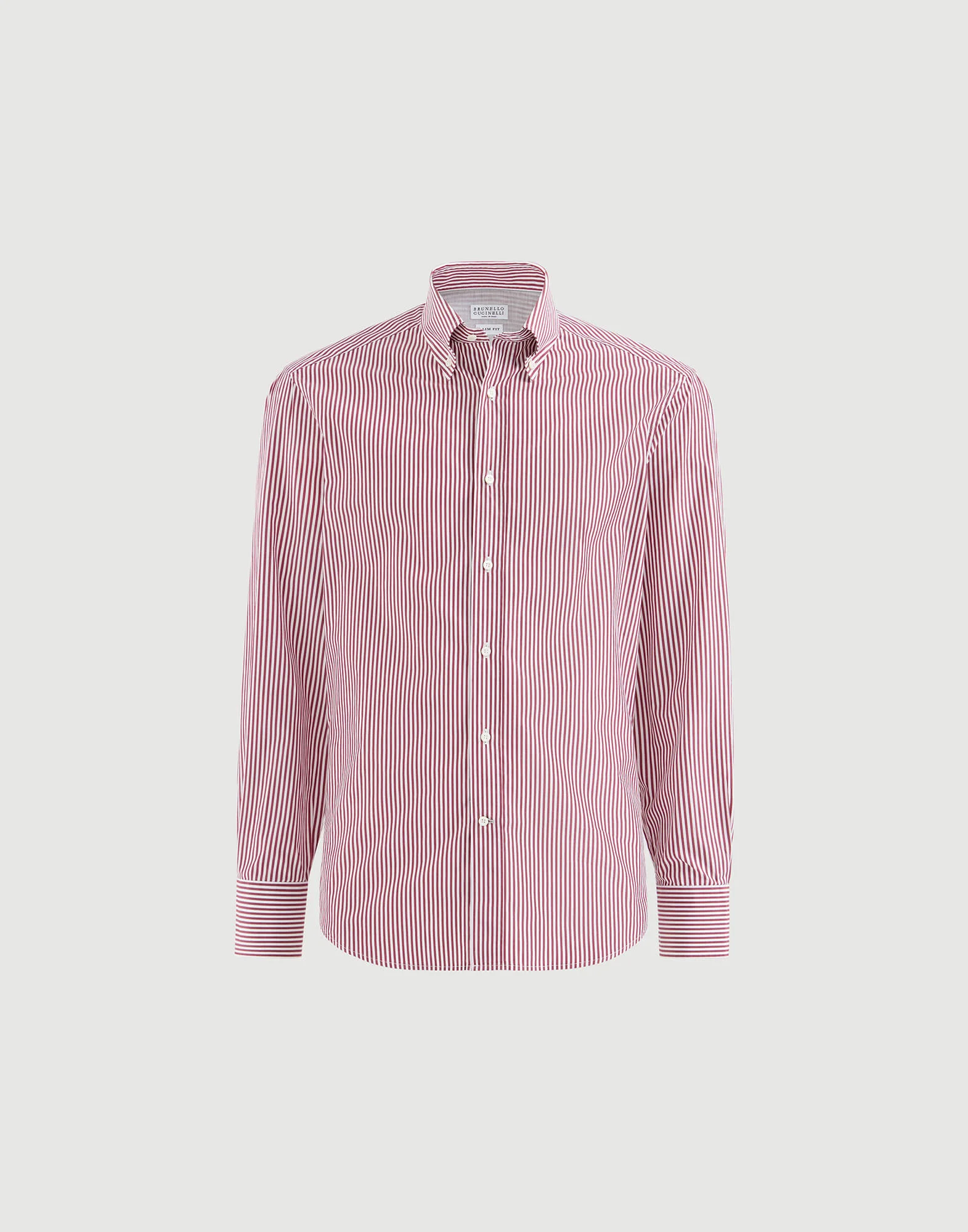 Striped poplin shirt with button-down collar - 1