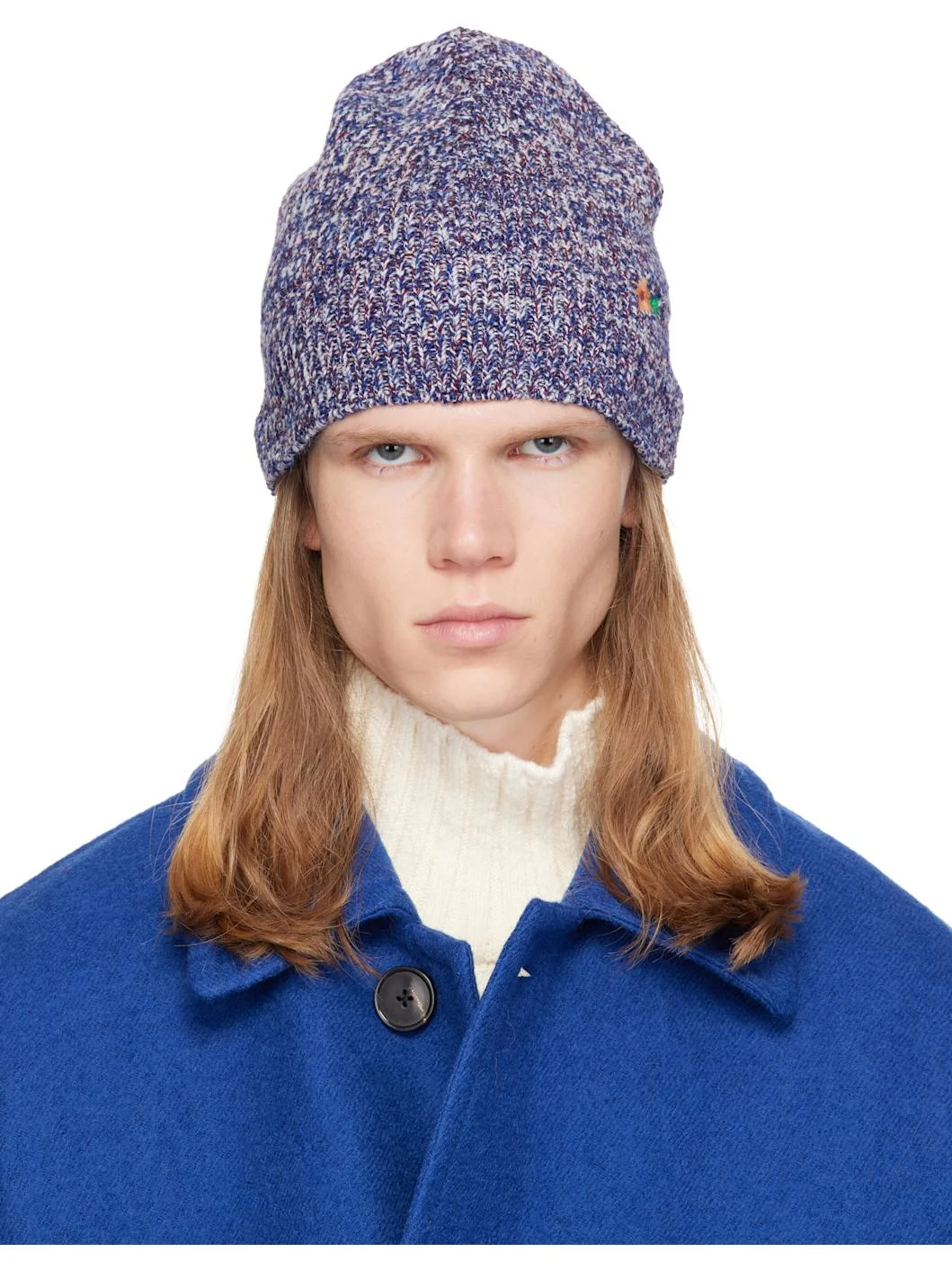 Navy Floral Beanie - 1