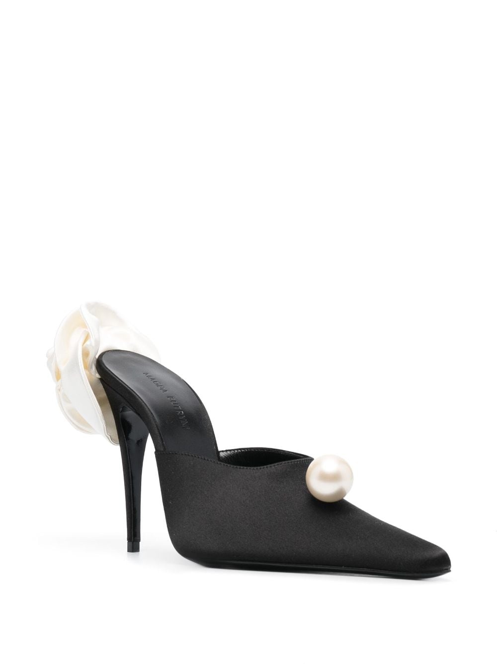 faux-pearl embellished 110mm leather mules - 2