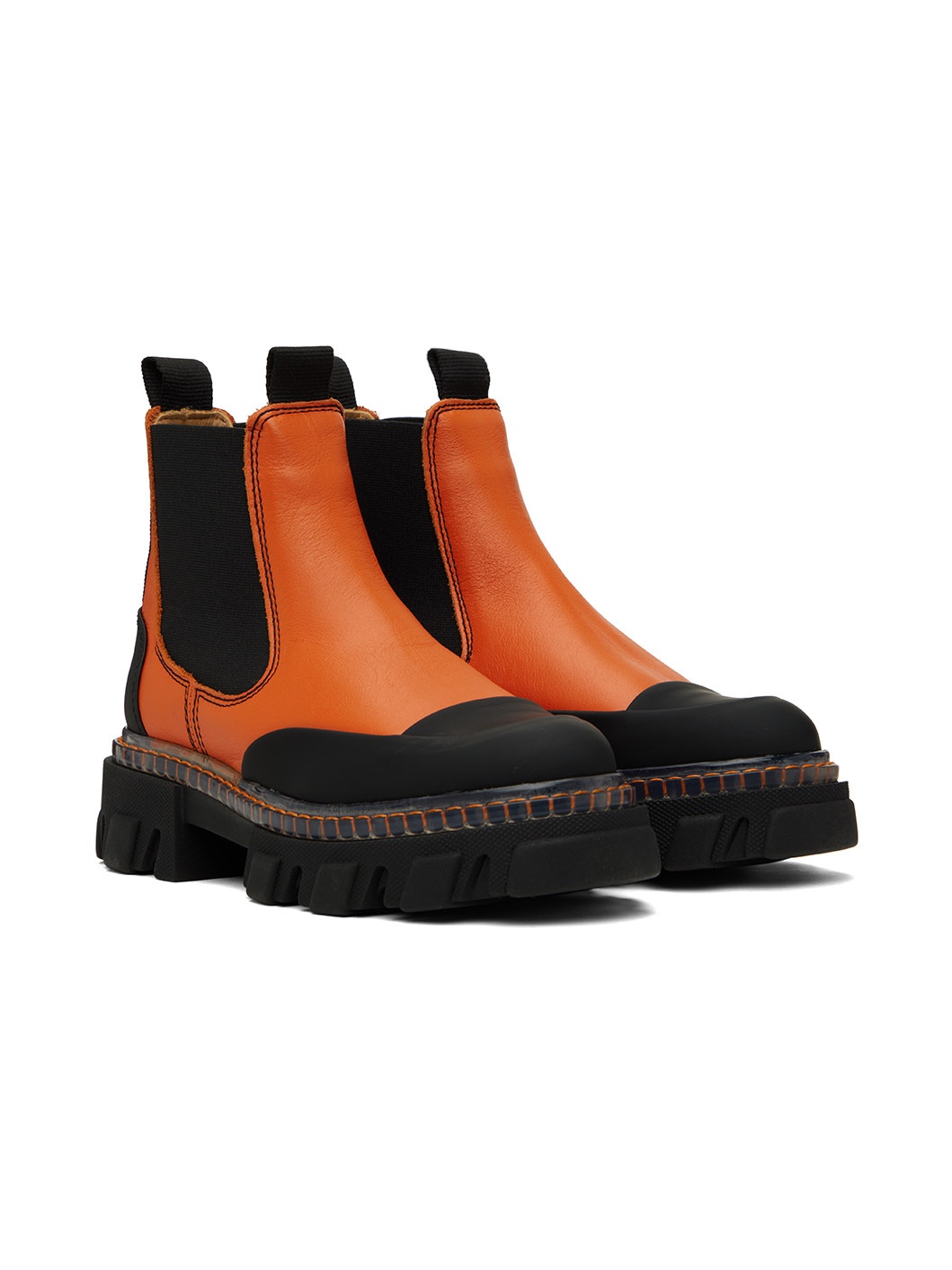 Orange Cleated Low Chelsea Boots - 4