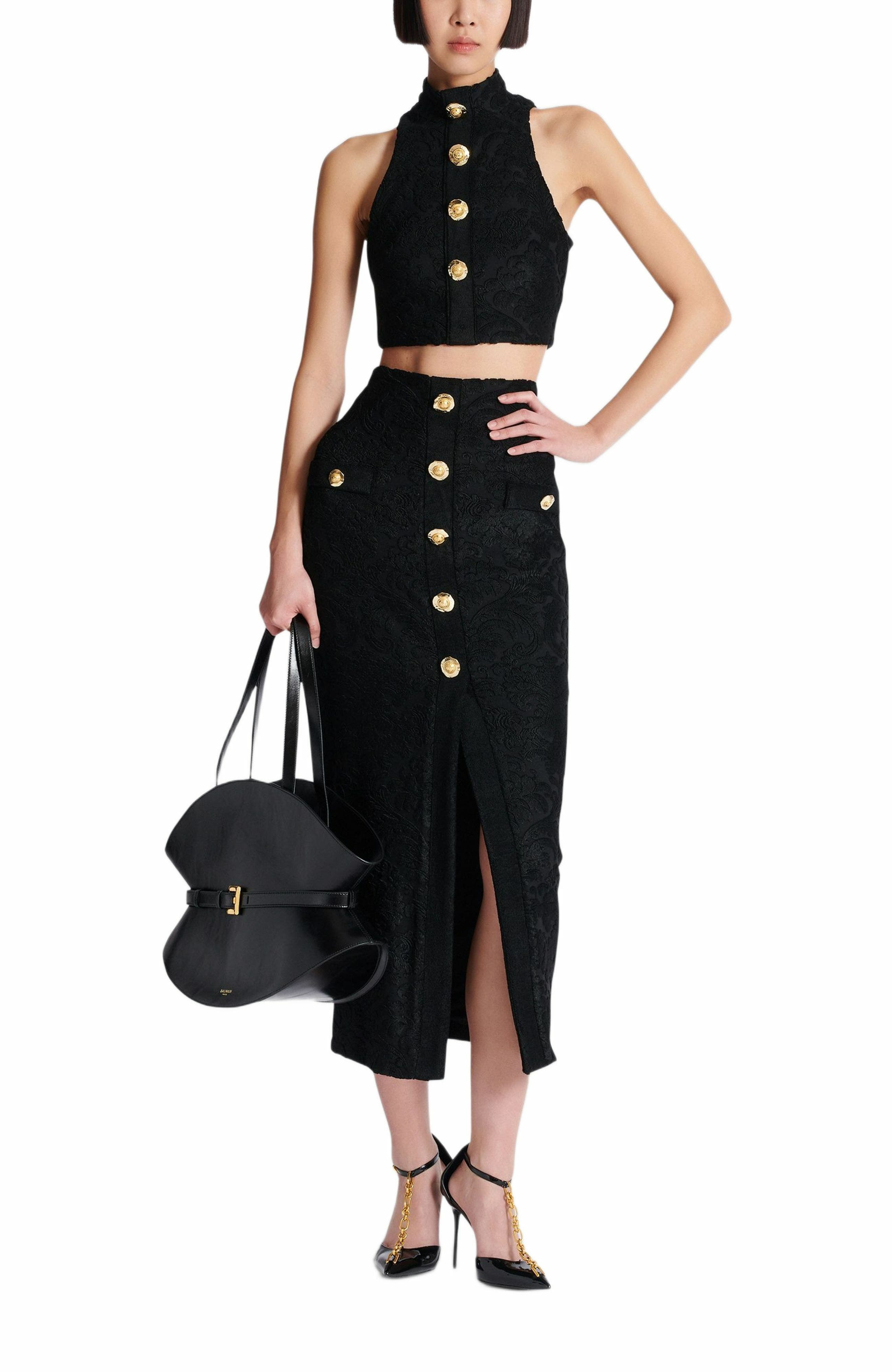 Balmain Baroque pattern midi skirt in Black at Nordstrom - 2