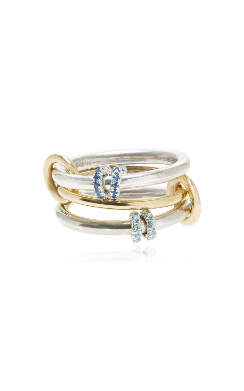 Exclusive La Isla 18K Yellow Gold and Sterling Silver Jovie Bleu Ring blue 1
