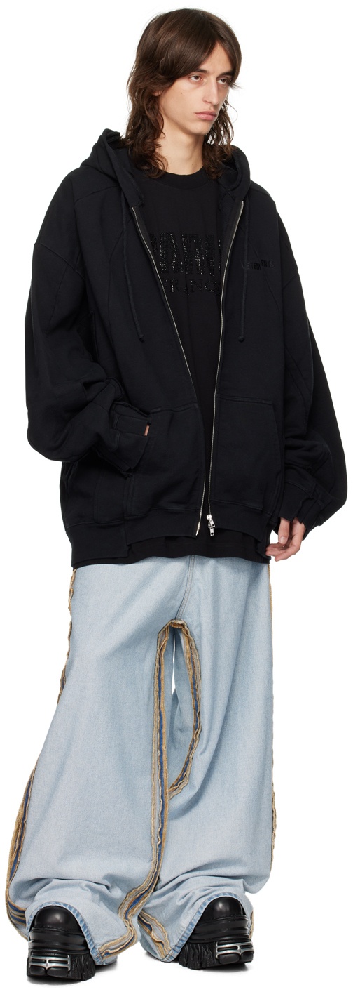 Black Cut-Up Hoodie - 4