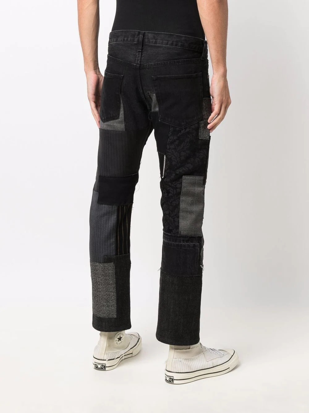 patchwork straight-leg jeans - 4