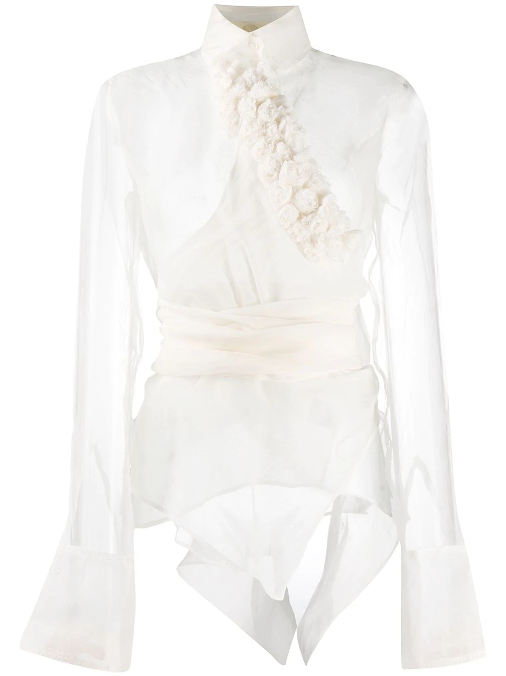 ruffled wrap-waist blouse - 1