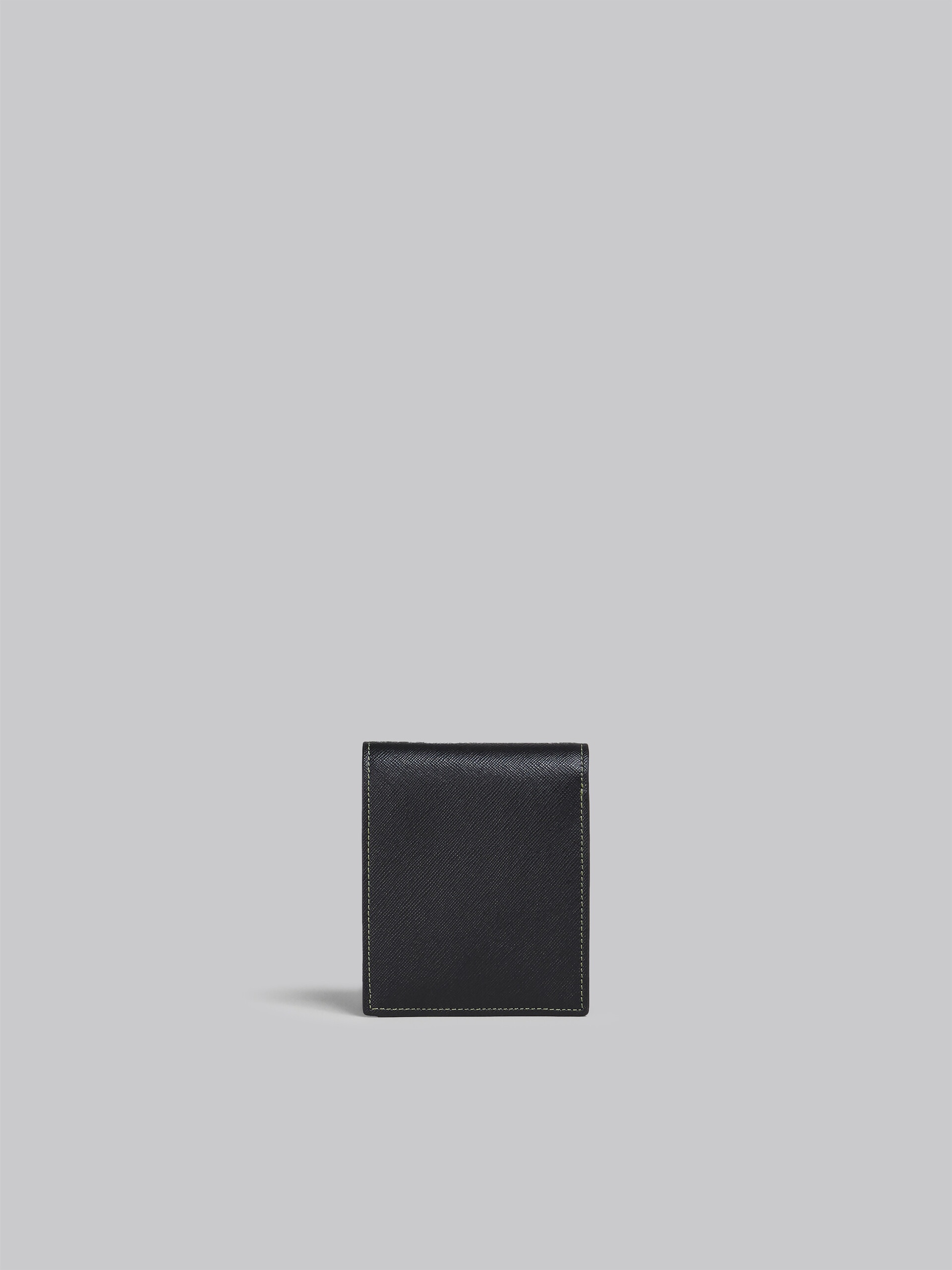 BLACK GREEN AND BLUE SAFFIANO LEATHER BI-FOLD WALLET - 3