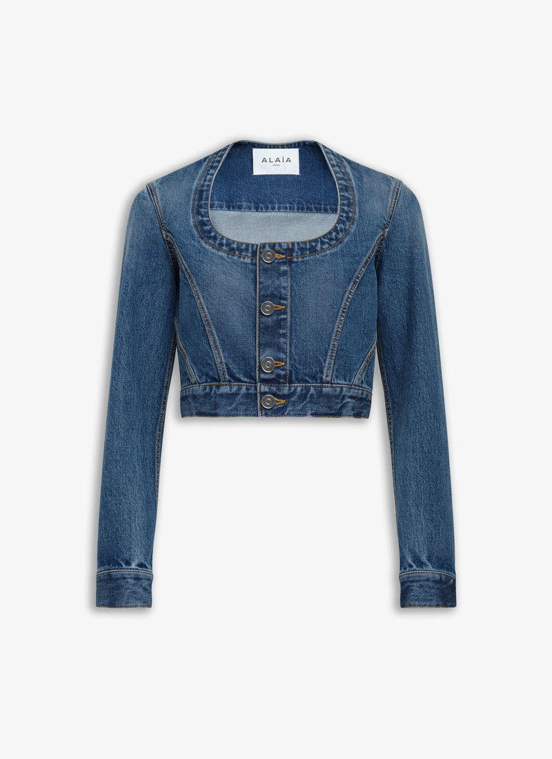 NEKCLINE DENIM JACKET - 1