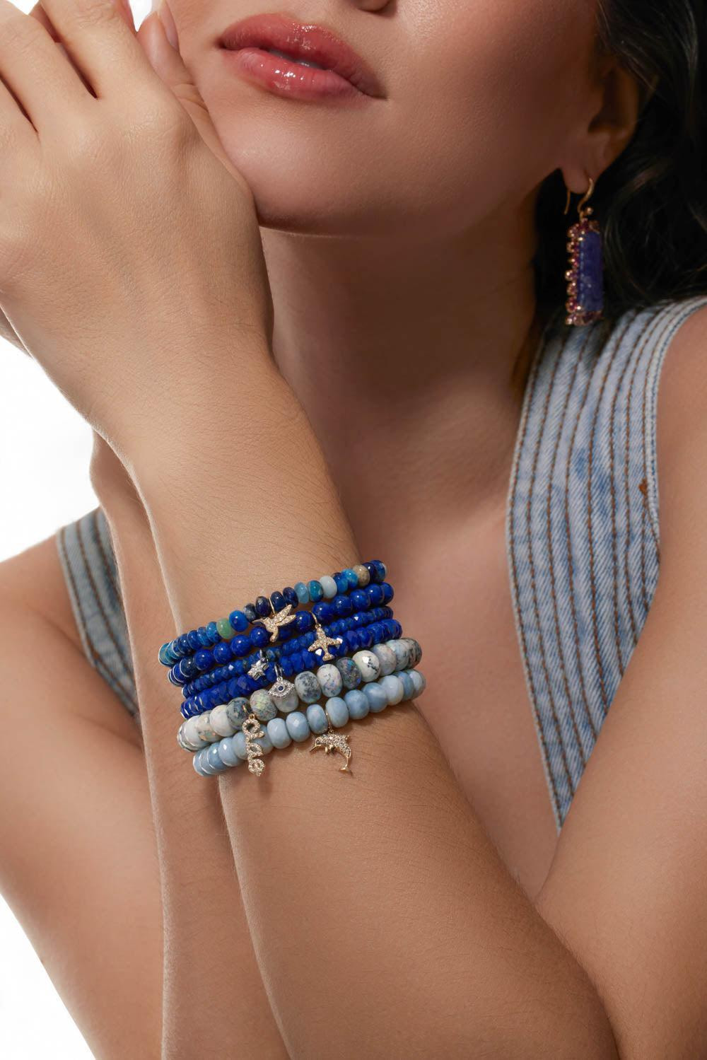 Baby Star Of David Lapis Charm Bracelet - 4