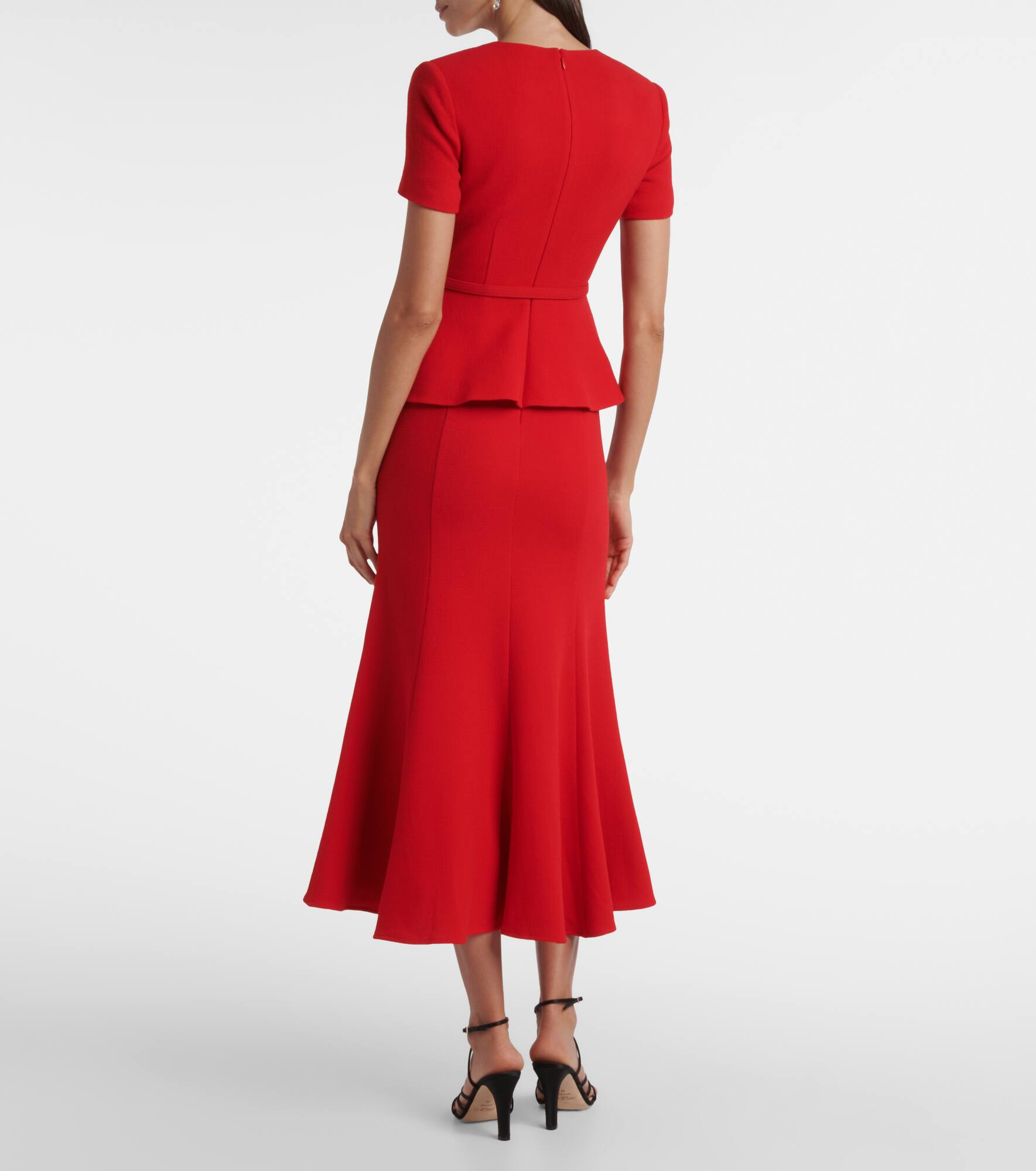 Draped peplum wool midi dress - 3