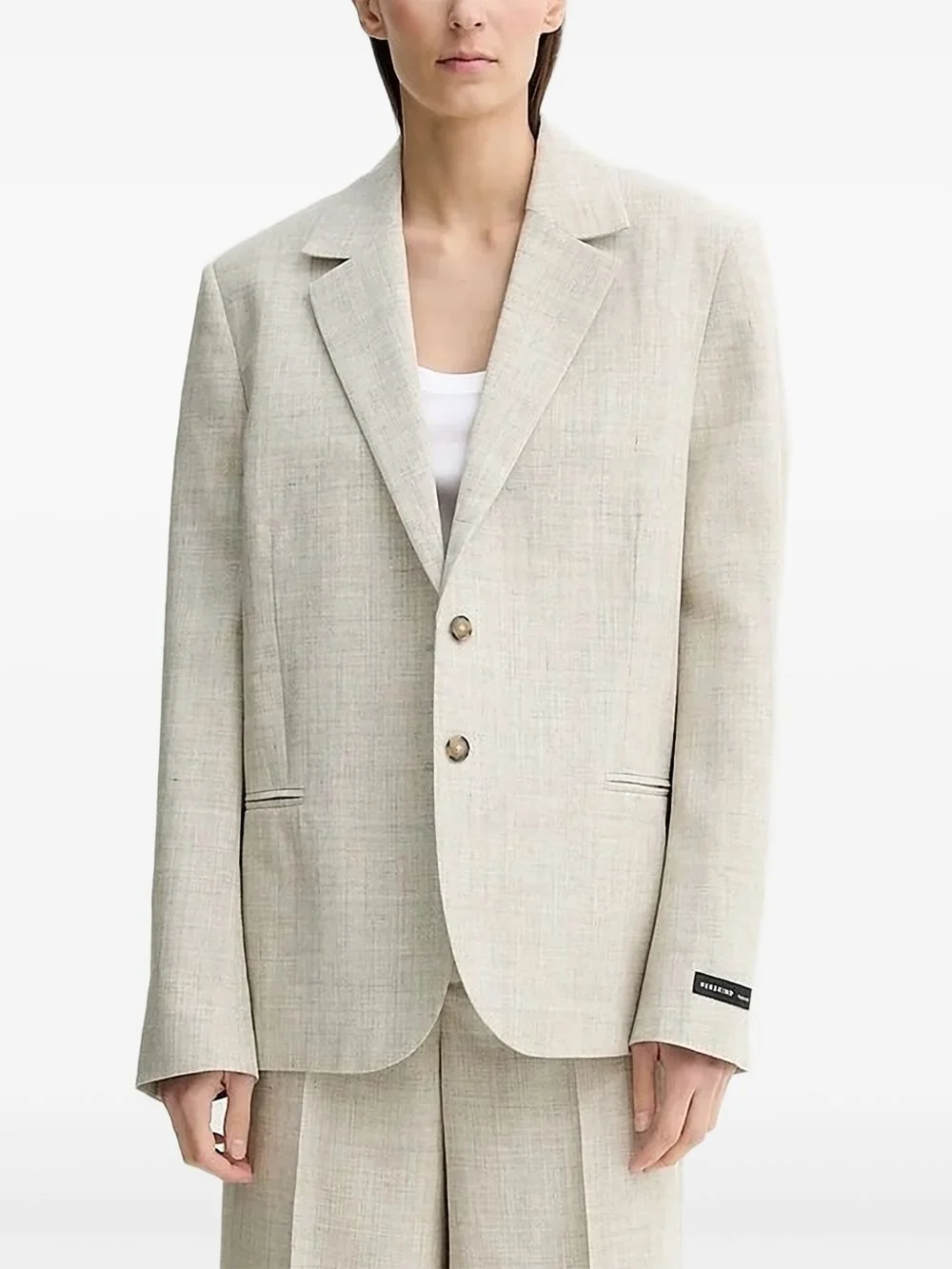 notched-lapel linen blazer - 1