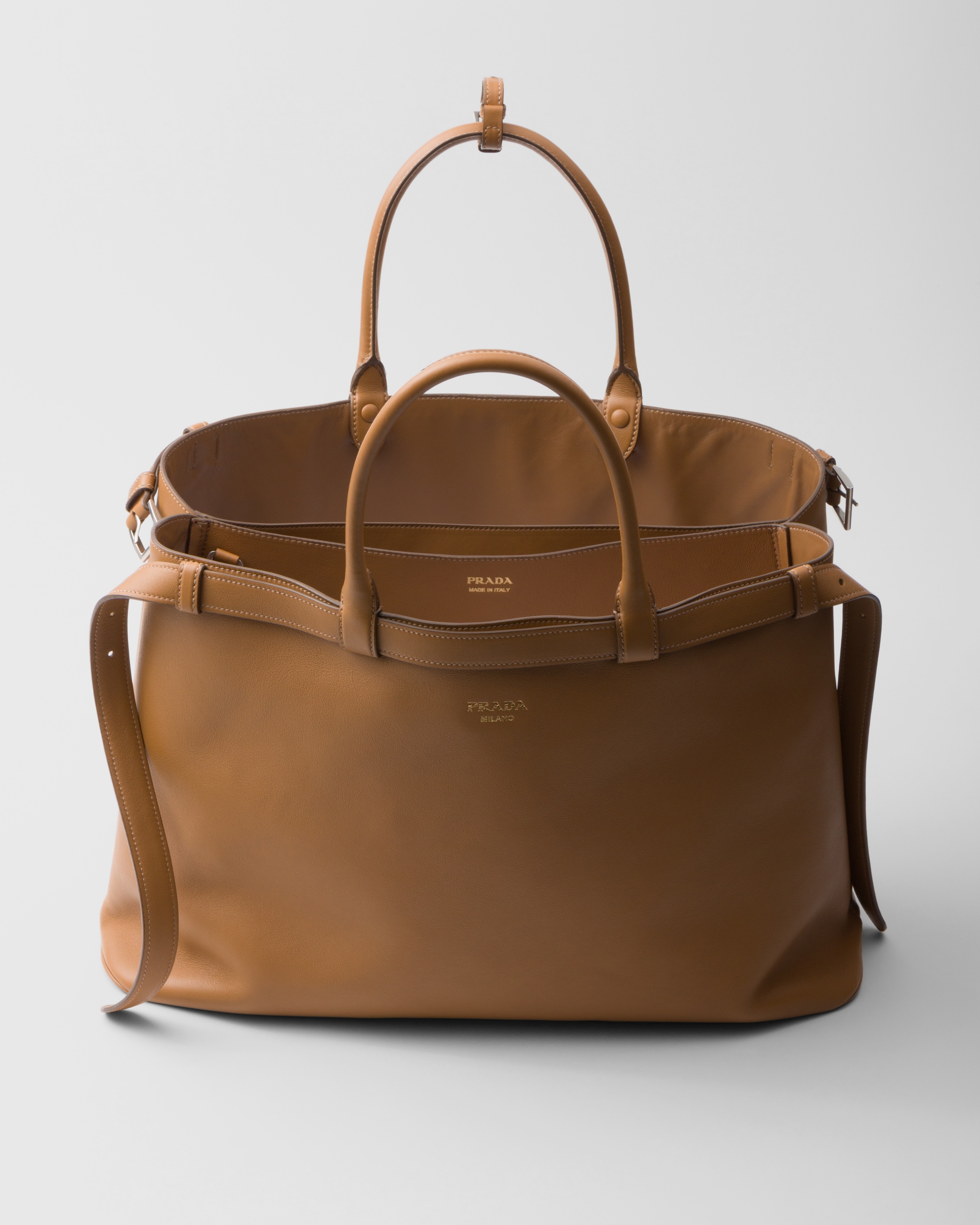 Prada Buckle leather handbag with double belt - 4