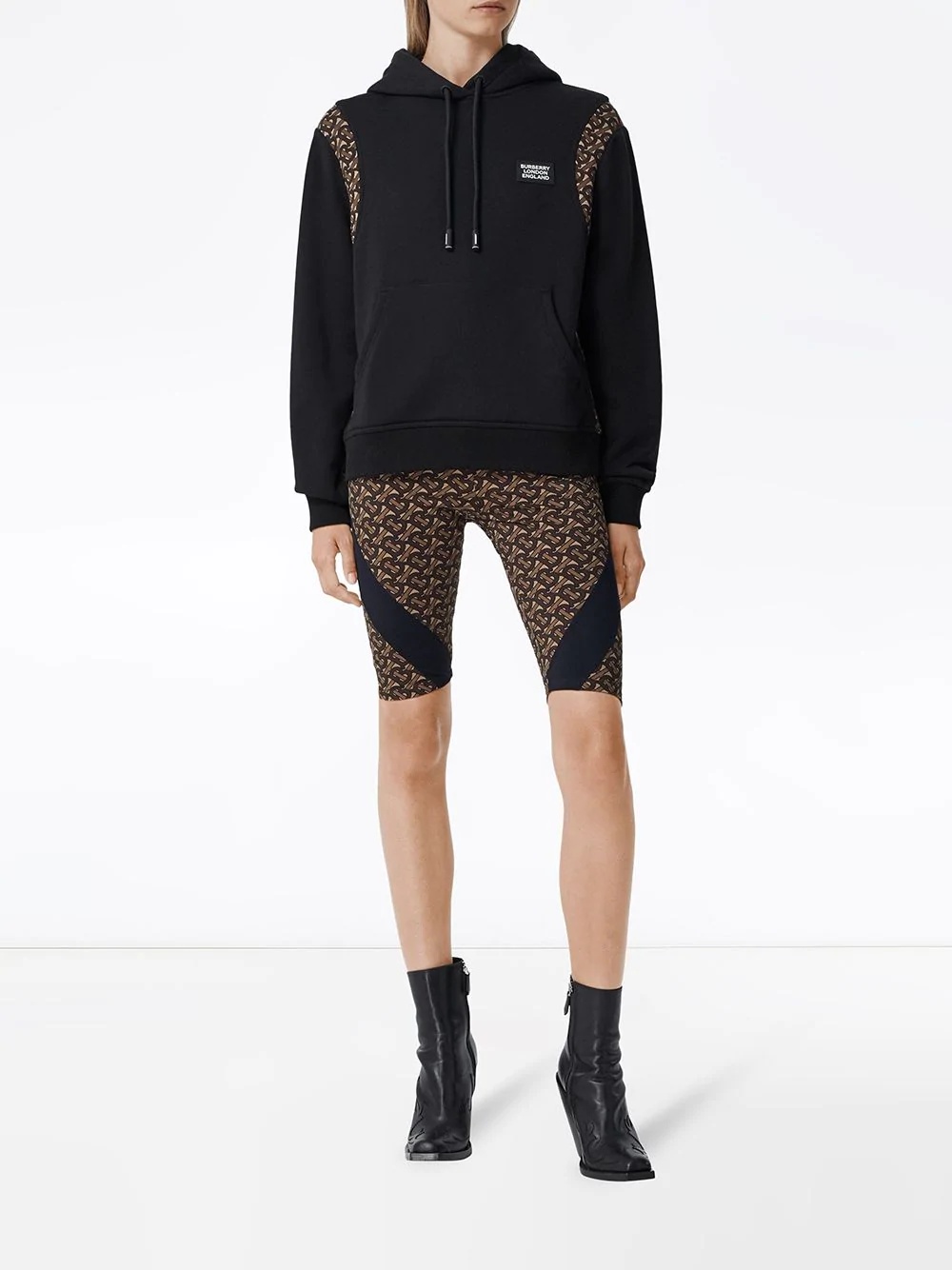 monogram print panel oversized hoodie - 2