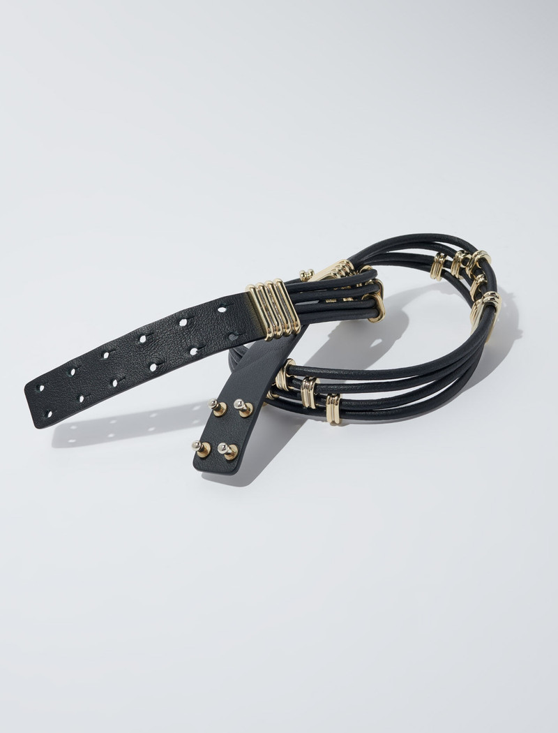 Mixed metal and leather belt 3