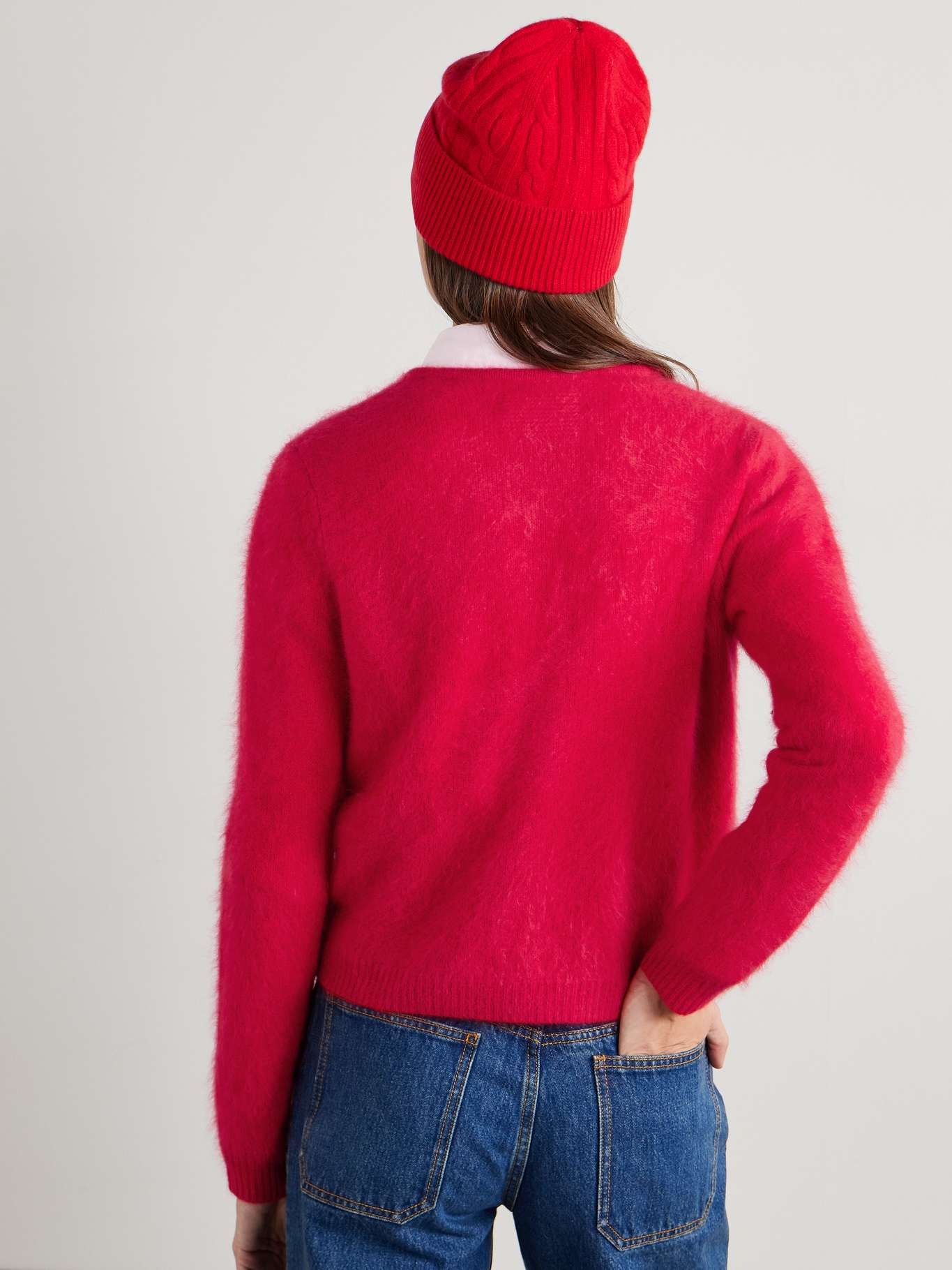 Grizzly brushed-cashmere cardigan Red - 4