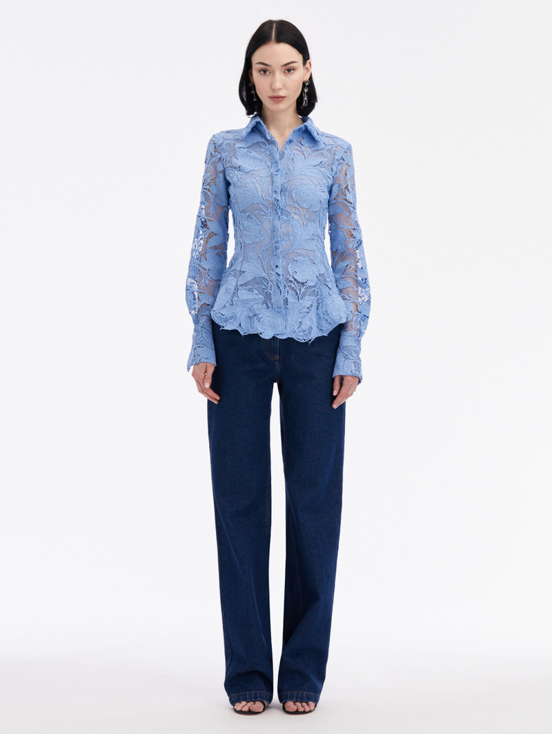 Oscar de la Renta POPPY GUIPURE LACE BLOUSE outlook
