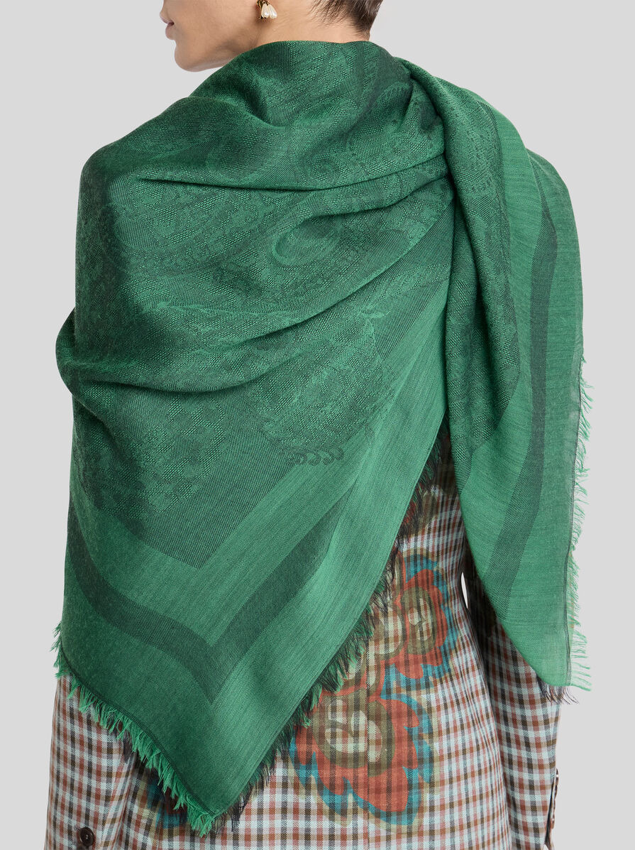 WOOL-BLEND JACQUARD SHAWL WITH PAISLEY MOTIF - 2